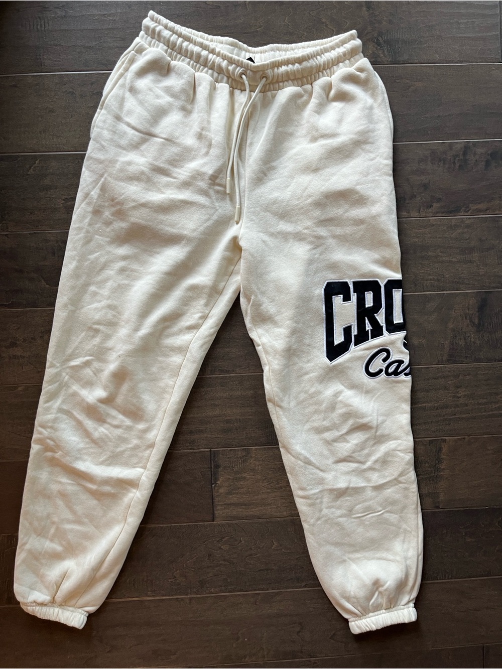 Crooks & Castles Cream Jogger Sweatpants with Side Script